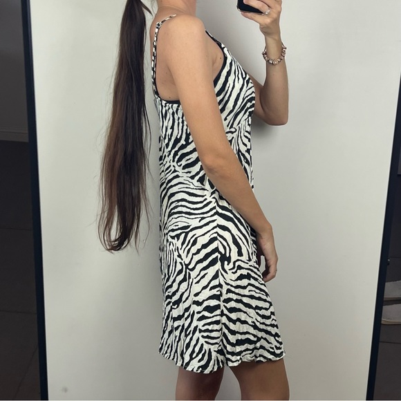 Tree of Life Mini Dress Tan Brown Zebra Animal Print African Boho Rayon Size L - Picture 4 of 11